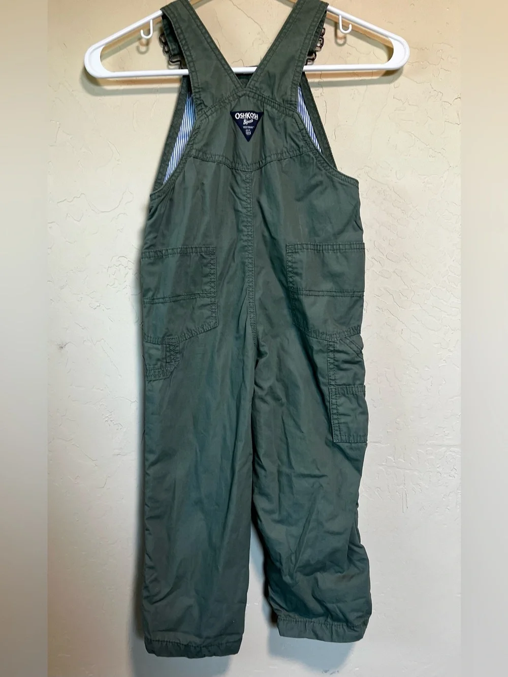 OshKosh B'gosh Olive Green Kids Overalls with Button Details